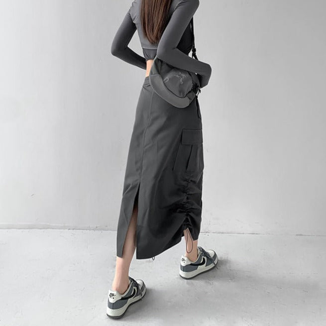 Maxi Cargo Drawstring Skirt
