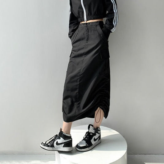 Maxi Cargo Drawstring Skirt