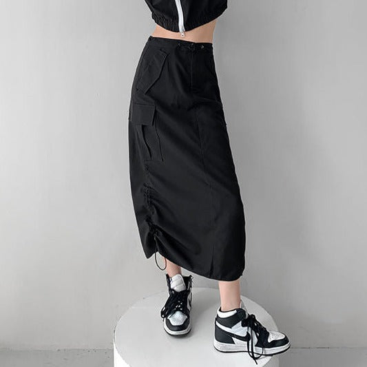 Maxi Cargo Drawstring Skirt