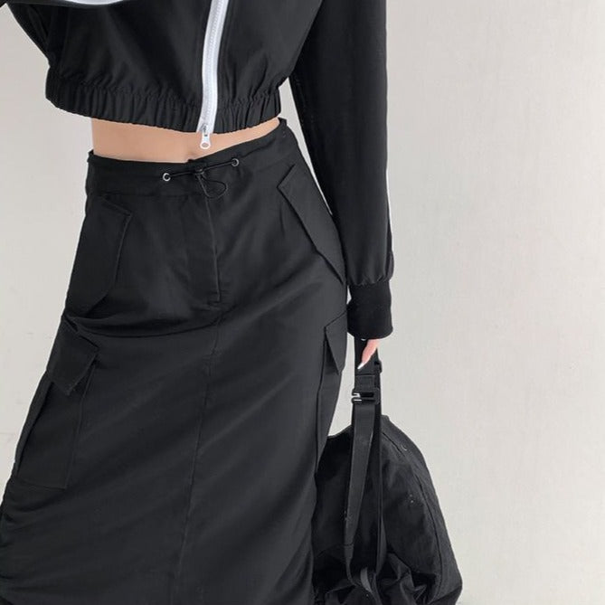 Maxi Cargo Drawstring Skirt