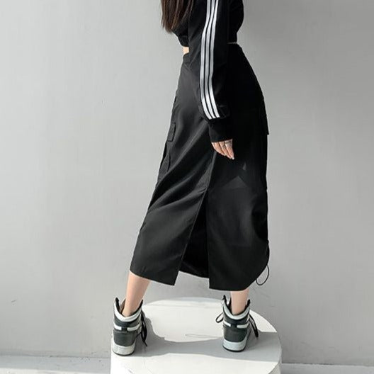 Maxi Cargo Drawstring Skirt