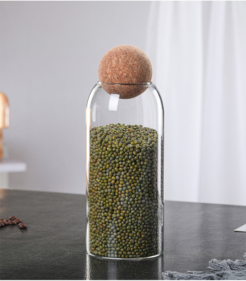 Cork Ball Glass Storage Jar