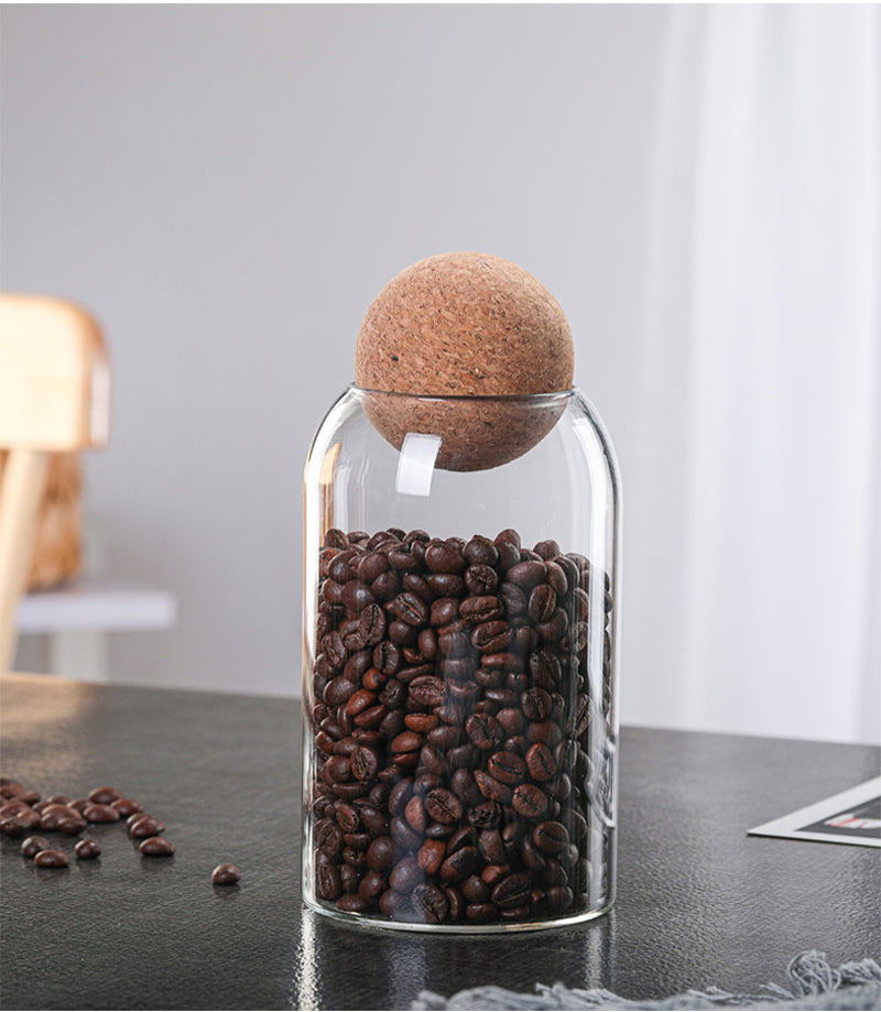 Cork Ball Glass Storage Jar