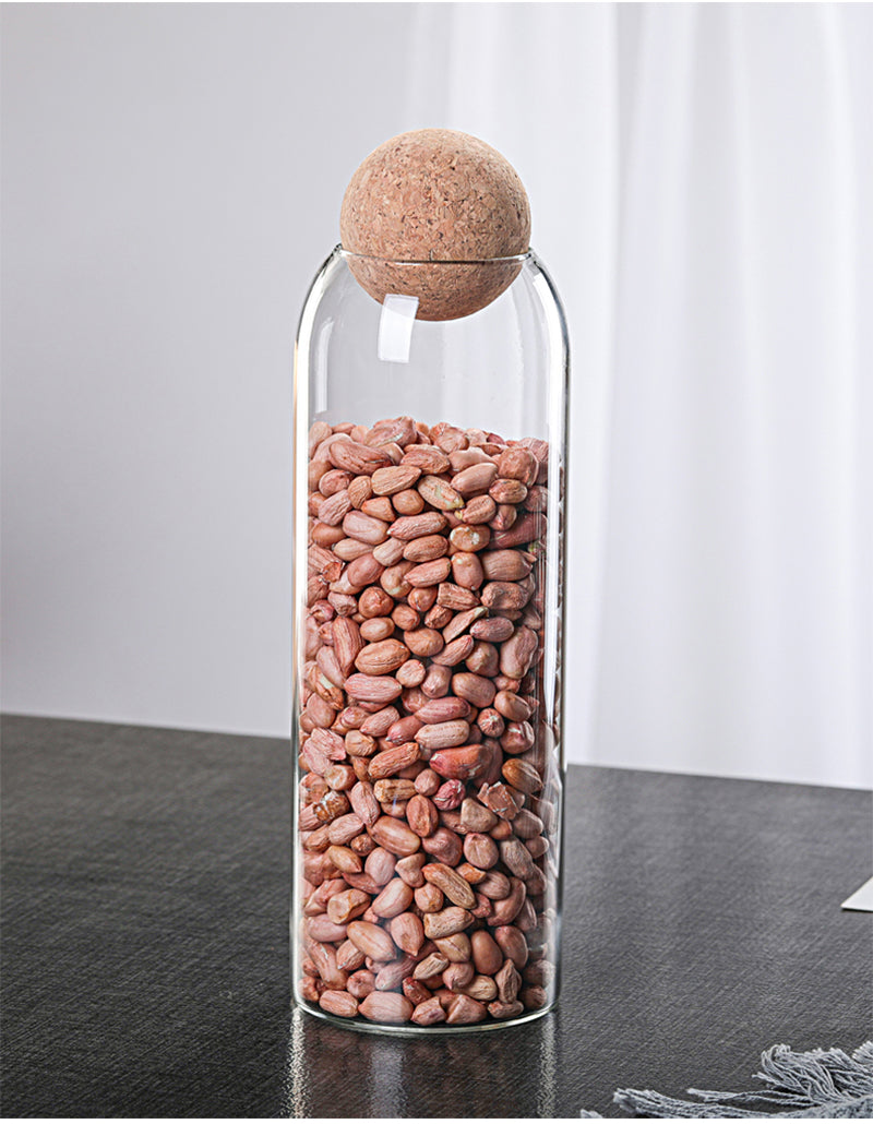 Cork Ball Glass Storage Jar