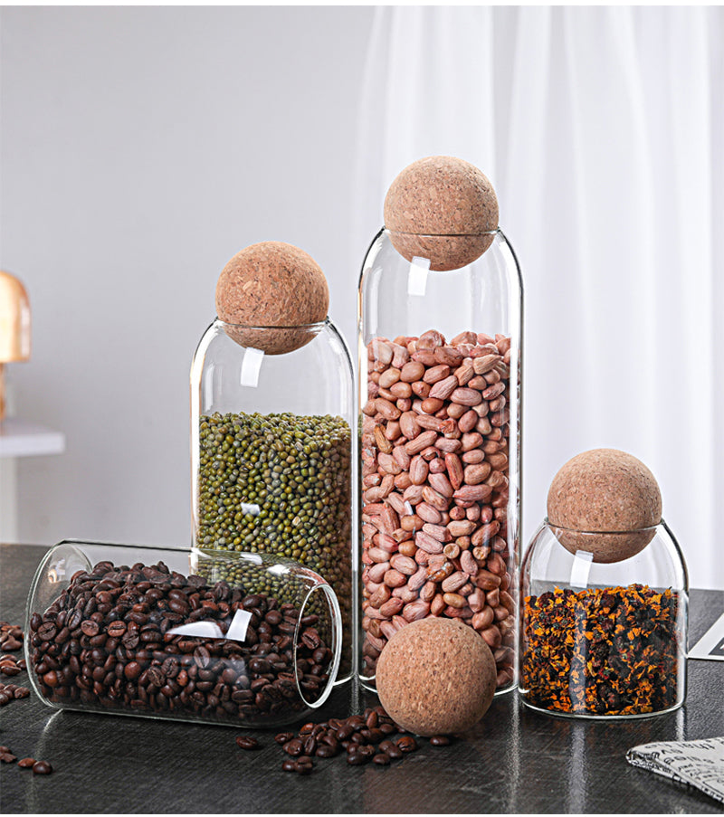 Cork Ball Glass Storage Jar