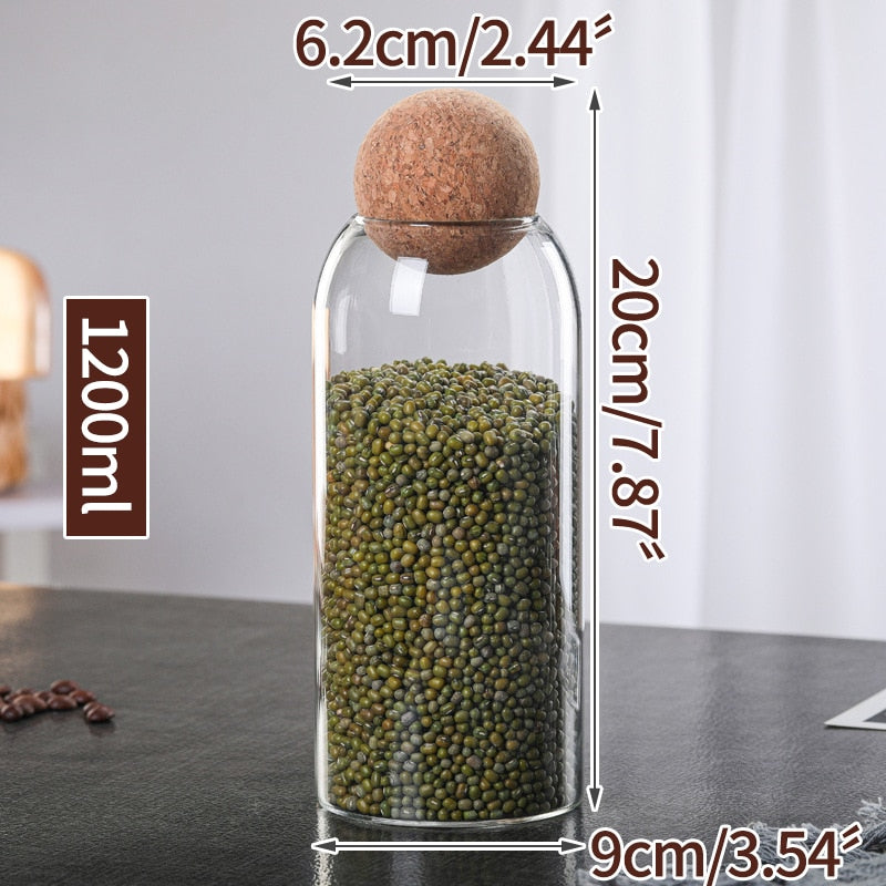 Cork Ball Glass Storage Jar