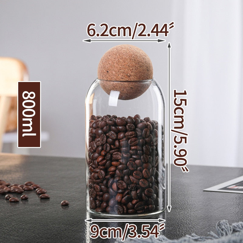 Cork Ball Glass Storage Jar