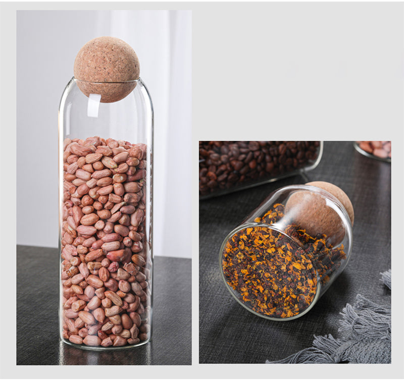 Cork Ball Glass Storage Jar