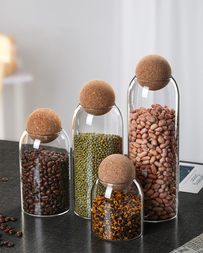 Cork Ball Glass Storage Jar