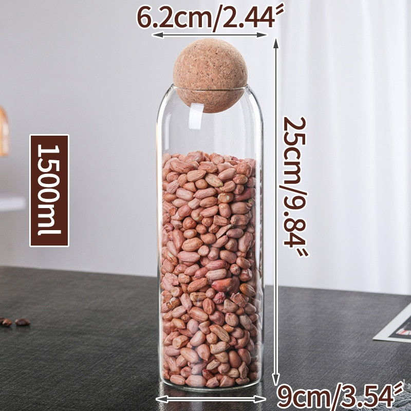 Cork Ball Glass Storage Jar