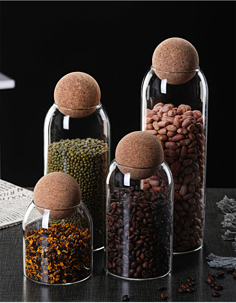 Cork Ball Glass Storage Jar