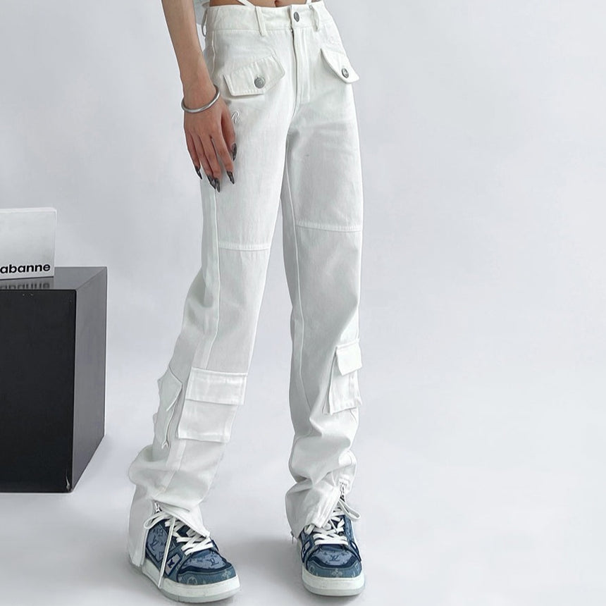 Mia Embroidered Utility Jeans