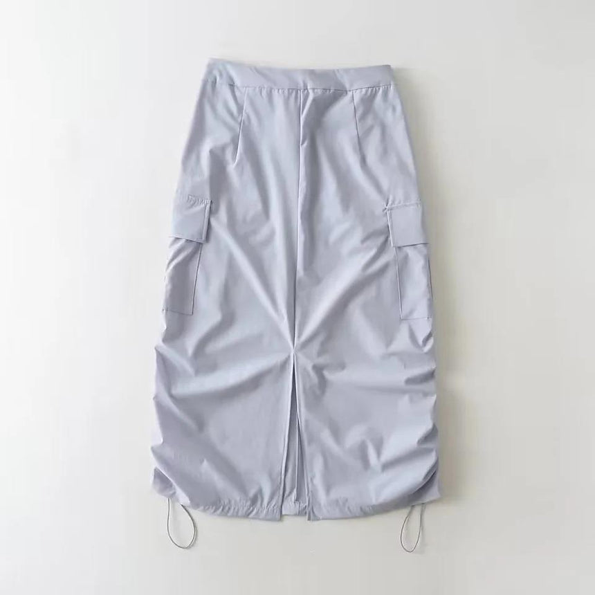 Midi Cargo Drawstring Adjustable Skirt