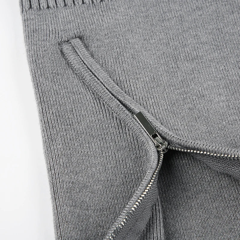 Ribbed Side Zip Sweater