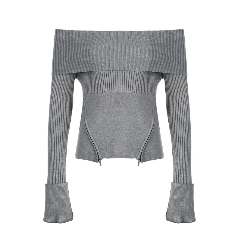 Ribbed Side Zip Sweater