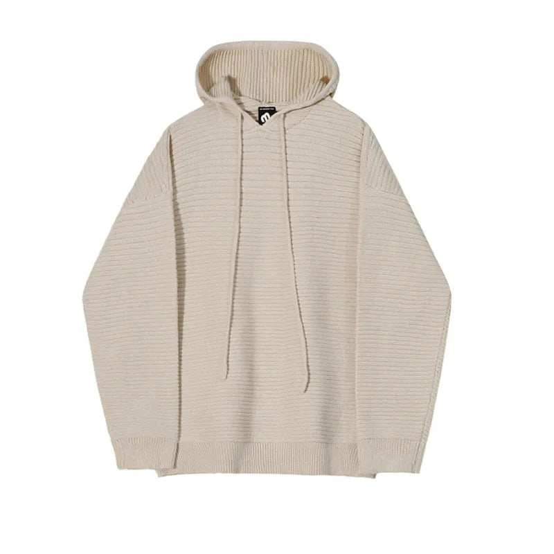 Ribbed Hooded Knit Sweater