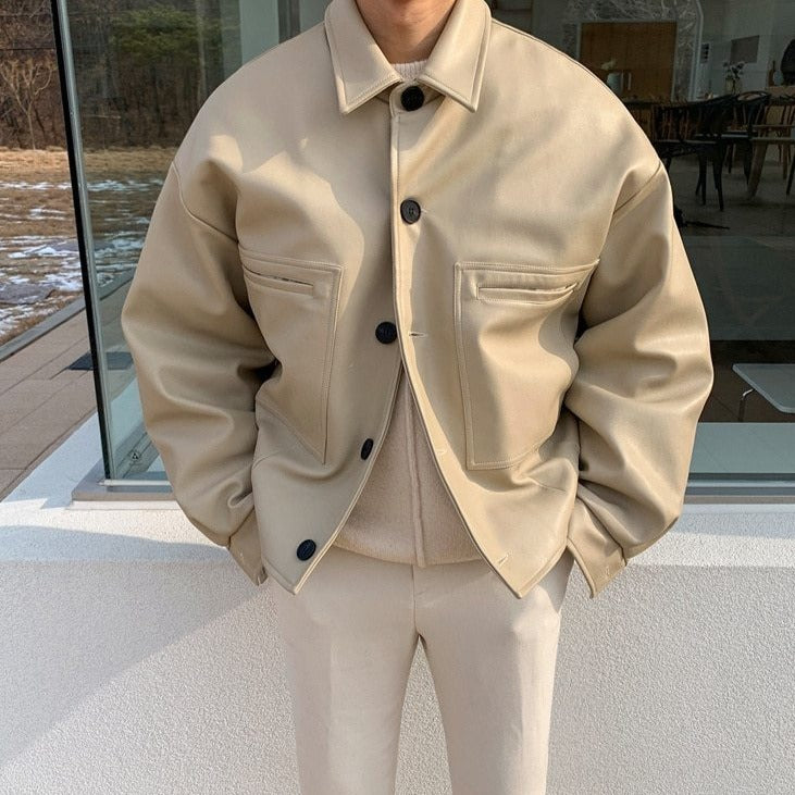 Oversized Minimalist Leather Jacket