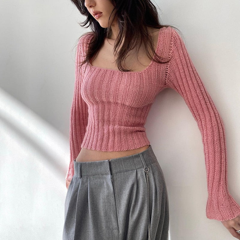 Texture Knit Cropped Sweater