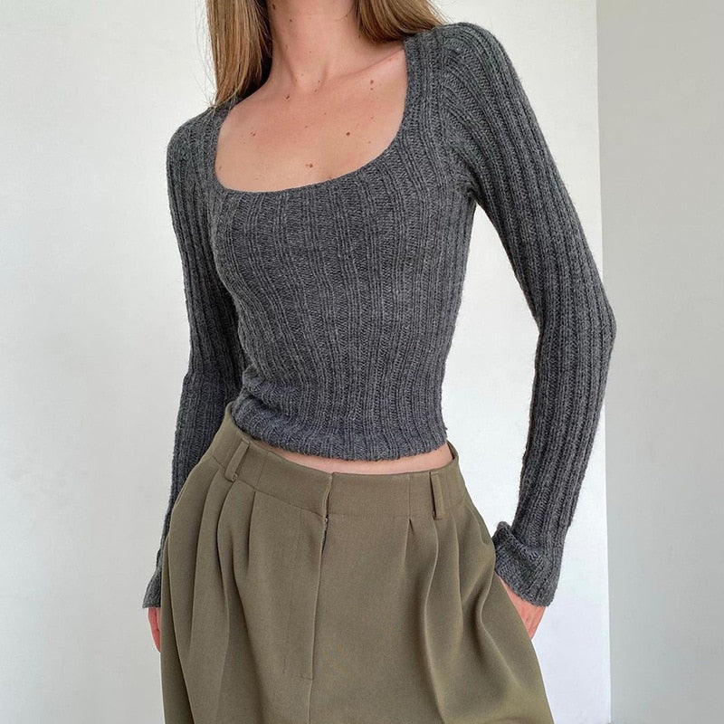 Texture Knit Cropped Sweater