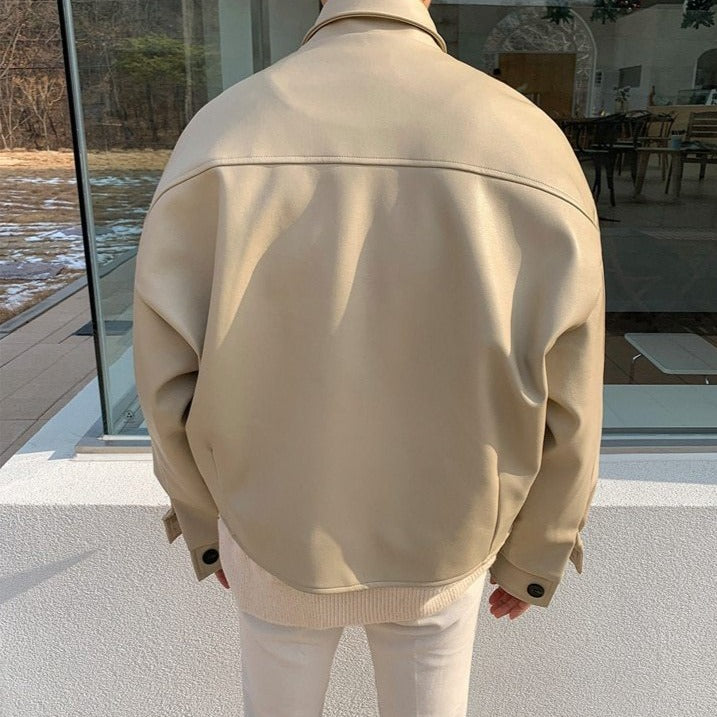 Oversized Minimalist Leather Jacket