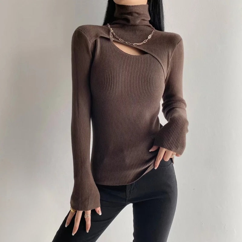 Zoey High Neck Ribbed Sweater