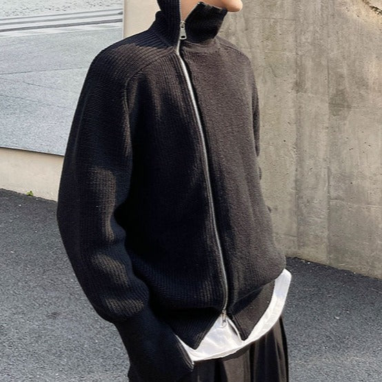 Asymmetric-Zip Turtleneck Sweater