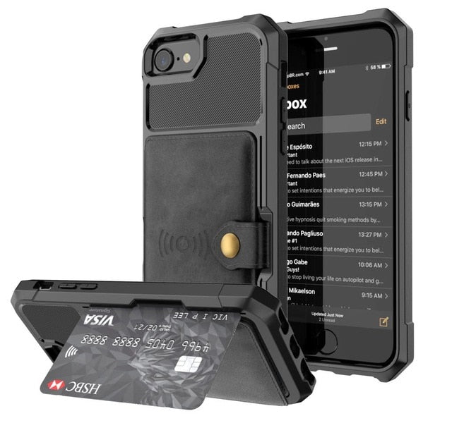 Compact PU Leather Wallet Phone Case
